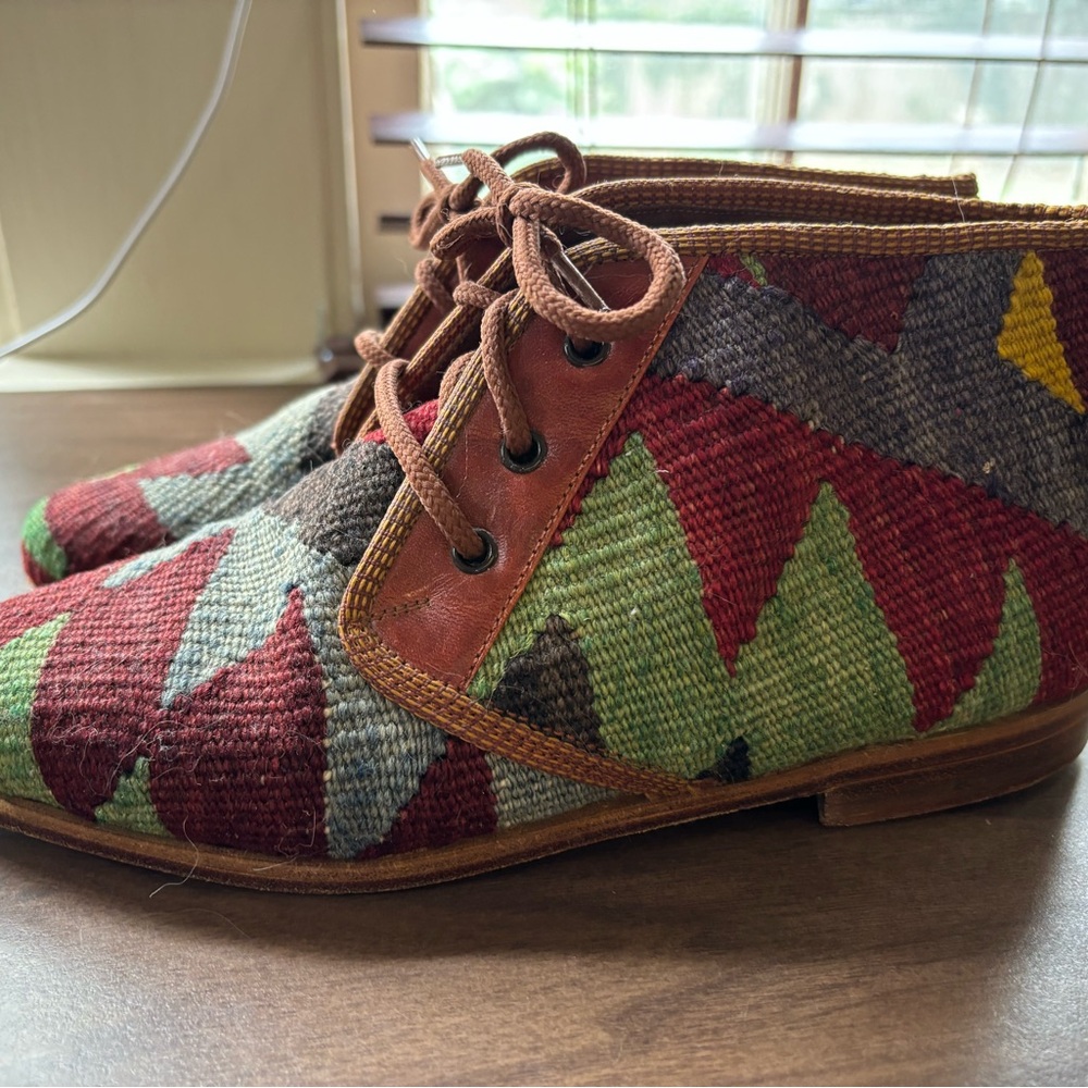 Vintage Turkish Colorblock Leather Booties